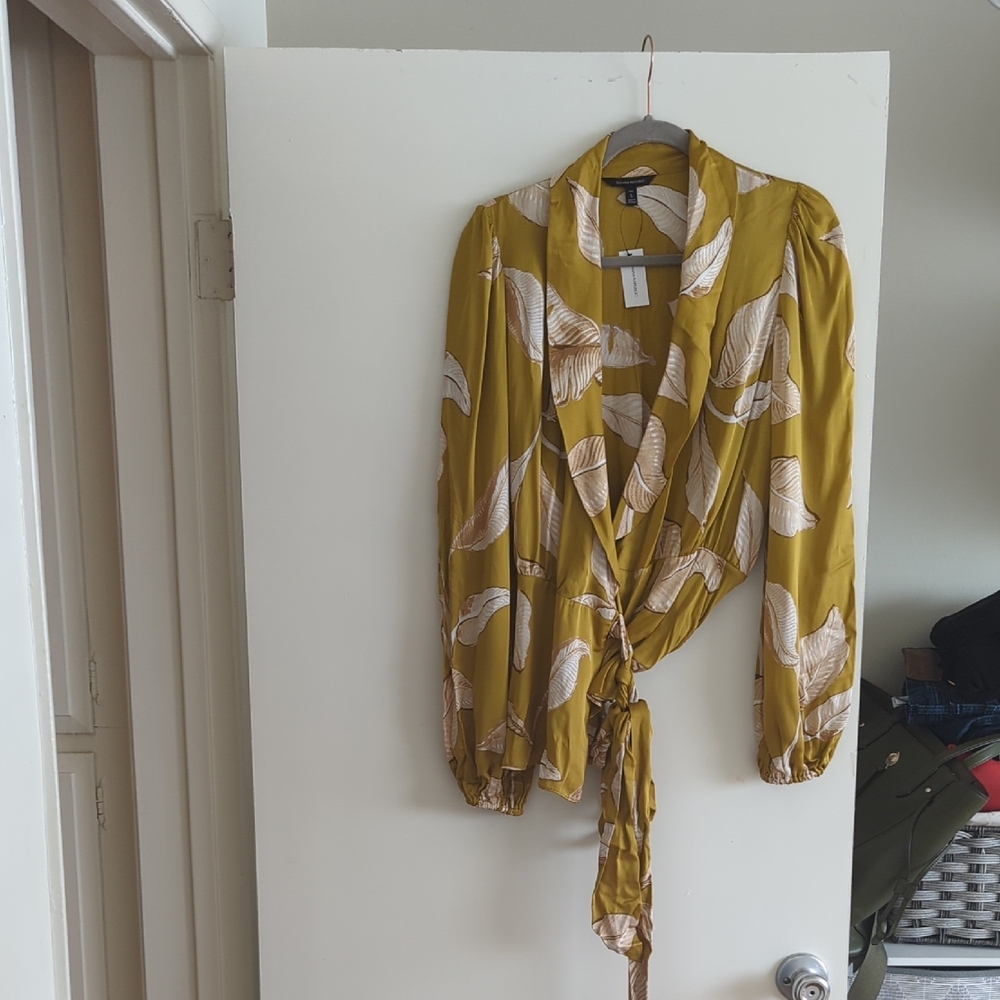 Banana Republic Mustard Yellow Patterned Blouse